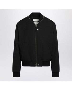 Jil Sander Woolen Bomber Jacket - Black
