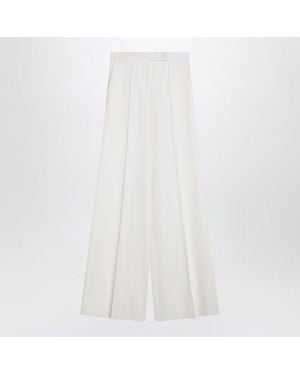 Max Mara Wide Gabardine Skirt in White | Lyst