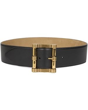 Etro Reversible Maxi Leather And Suede Belt With Oversized Buckle - Gray