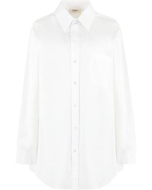 Celine Essential Cotton Shirt With Front Pocket - White