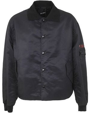 Raf Simons Long Sleeved Polo Bomber With Graphic Print - Black