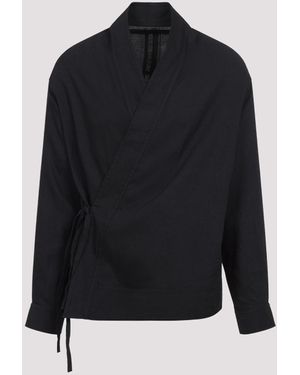 Mordecai Linen Blend Kimono Shirt - Black