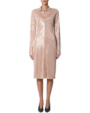 Bottega Veneta Elegant Button-Up Shirt Dress - Pink