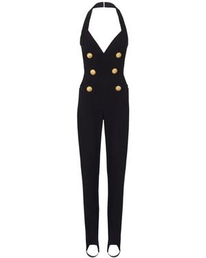 Balmain Buttoned Long Jumpsuit - Black