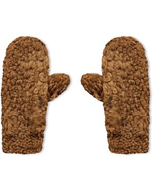Bottega Veneta Teddy Shearling And Leather Logo Gloves - Brown