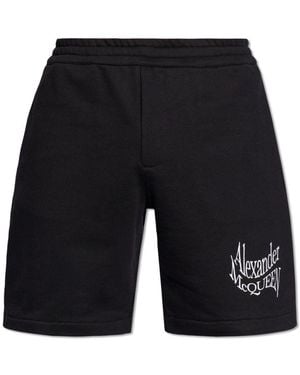 McQueen Warped Logo Mini Sweat Shorts - Blue