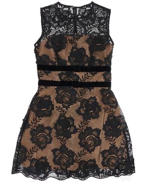 Self-Portrait Lace Mini Dress With Bows - Black