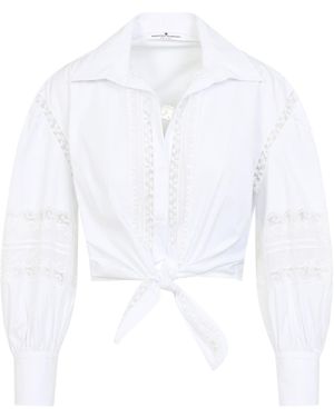 Ermanno Scervino Cropped Shirt With Tie Front - White