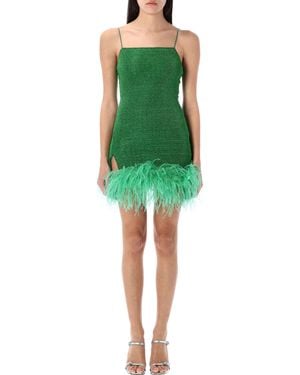 Oséree Lumiere Plumage Mini Dress - Green