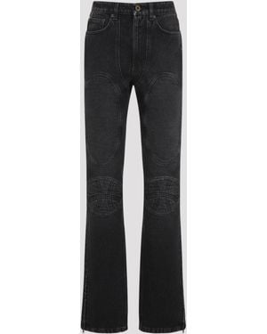 Jean Paul Gaultier Denim Jeans With Lacing And Knee Bonding Detail - Black