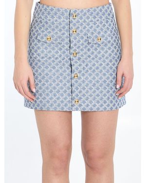 Celine Denim Trapeze Mini Skirt in Blue | Lyst