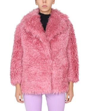 BECAGLI SINCE 1994 Classic Wide Lapel Mohair Fur Coat - Pink