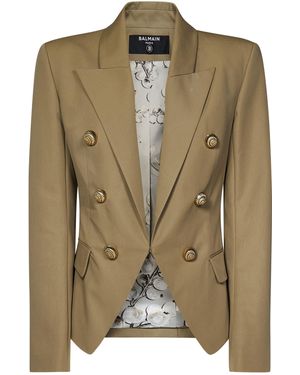 Balmain Cappuccino Cotton Blazer For - Green