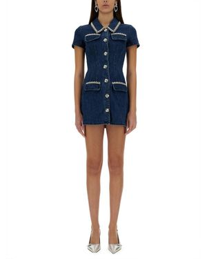 Self-Portrait Denim Mini Dress - Blue