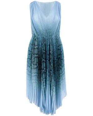 Ermanno Scervino Sleeveless Mini Dress With Pleated Design - Blue