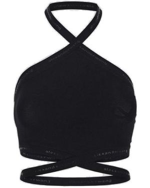 T By Alexander Wang Slim Fit Logo Top - Blue