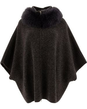 Giovi Wool And Cashmere Poncho - Black