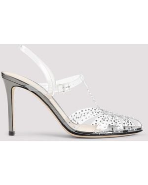 Giorgio Armani Elegant High-Heel Pumps With Strass Accents - White