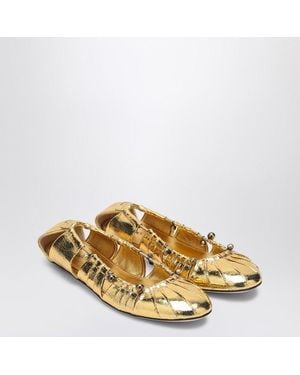 Chloé Metallic Leather Ballerina With Cut-Out Details