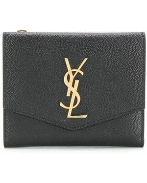 Saint Laurent Uptown Mini Calfskin Wallet - Gray