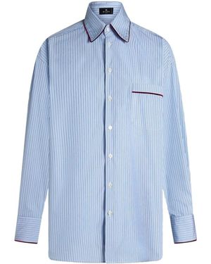 Etro Striped Poplin Shirt For - Blue