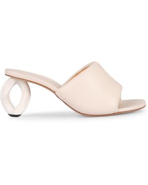 JW Anderson Sculptured Heel Leather Sandals For - Natural