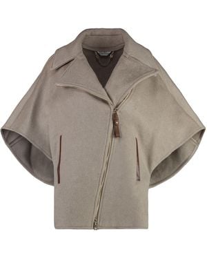 Max Mara Zenone Cashmere Cape Bomber Jacket in Blue | Lyst