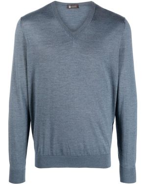 Colombo V-Neck Cashmere-Silk Blend Sweater - Blue