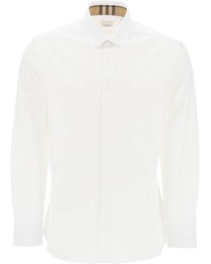 Burberry Slim Fit Equestrian Knight Embroidered Shirt - White