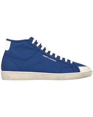 Saint Laurent Court Classic Logo Mid-Top Sneakers - Blue