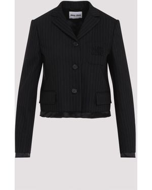 Miu Miu Chic Wool Jacket For Ss25 - Black