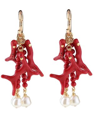Dolce & Gabbana Coral Branch Mini Earrings - Red