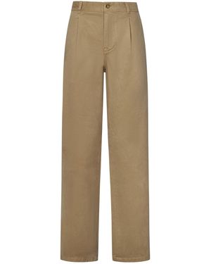 Ralph Lauren Wide-Leg Cotton Twill Pants - Natural