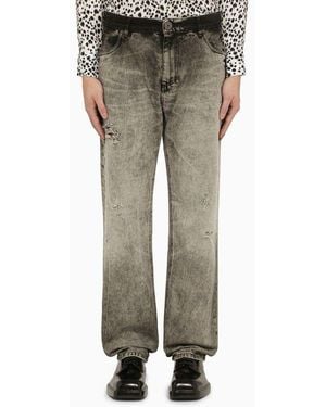 Balmain Bleached Straight Denim Pants For - Gray