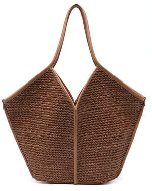 Hereu Calella Leather Trimmed Raffia Tote Bag Bags - Brown