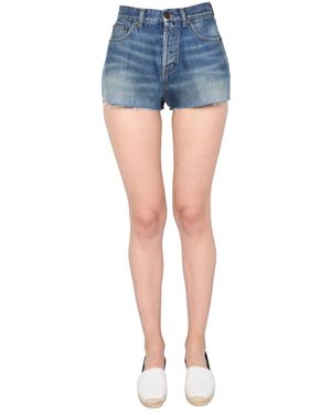 Saint Laurent Vintage-Inspired Mini Denim Short Pants - Blue