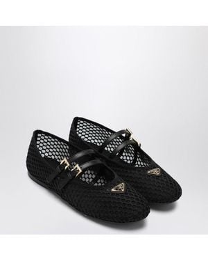 Prada Rhinestone Embellished Ballerina Flats With Adjustable