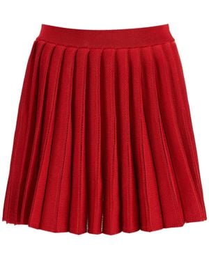 Self-Portrait Pleated Mini Skirt - Red