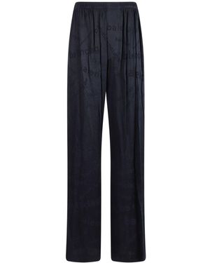 Balenciaga Elegant Printed Straight Pants For - Blue