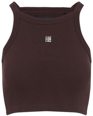 Givenchy Mini Cropped Logo Cotton Top - Brown