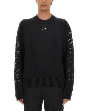 Off-White c/o Virgil Abloh Regular Fit Jersey With Distinctive Logo And Textured Detailing - Black