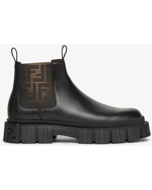 Fendi Classic Calf Leather Boots For - Black