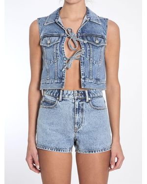 Alexander Wang Mini Cropped Vest With Bows And Crystals - Blue