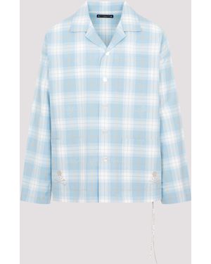 Mastermind Japan Open Collar Plaid Shirt - Blue