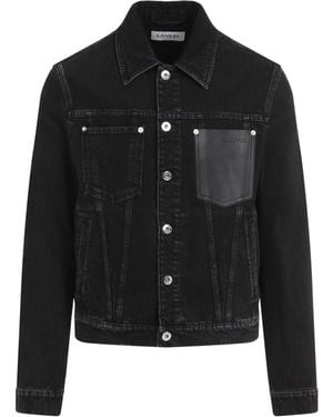Lanvin Leather Detail Cotton Jacket - Black