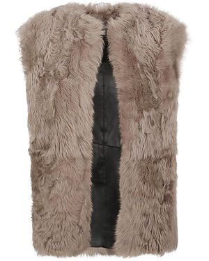 Enes Sleeveless Fur Coat - Brown