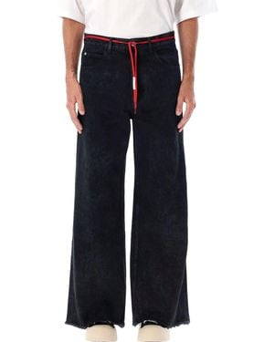 Marni Urban Wide-Leg Denim Pants With Drawstring - Blue