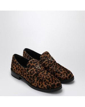 Prada Vintage Effect Nappa Leather Moccasins For in Black | Lyst