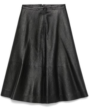 Balenciaga Flared Leather Mini Skirt With High Waist Design - Black