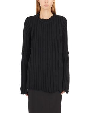 Helmut Lang Chunky Knit Sweater With Button Detail - Black